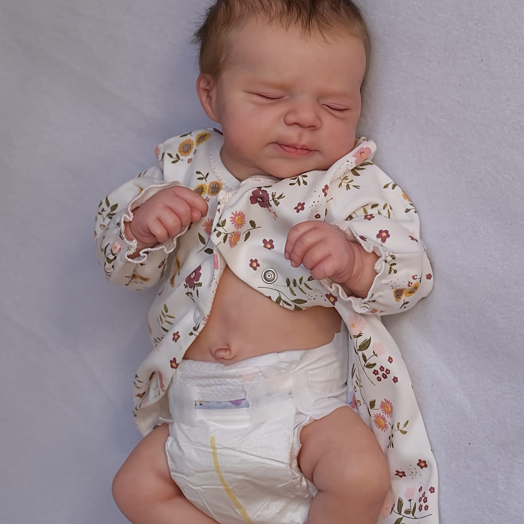 19-Inch Full Vinyl Reborn Baby Doll with Rooted Hair and Accessories