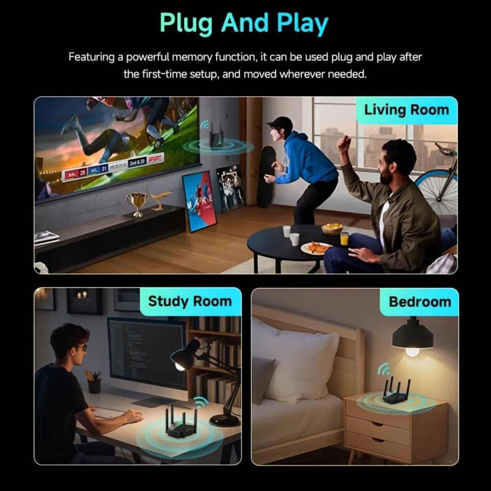 1167Mbps WiFi Repeater Single to Dual Band Converter - Wall-Penetrating Signal Booster Extender, 2.4G & 5G Simultaneous, 802.11ac Plug-In Design, Upgrades Single Band Router to Dual Band