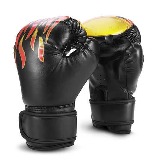 Boxing Training Gloves with Pearl Sponge Padding & Wrap-Around Wrist Straps, Black
