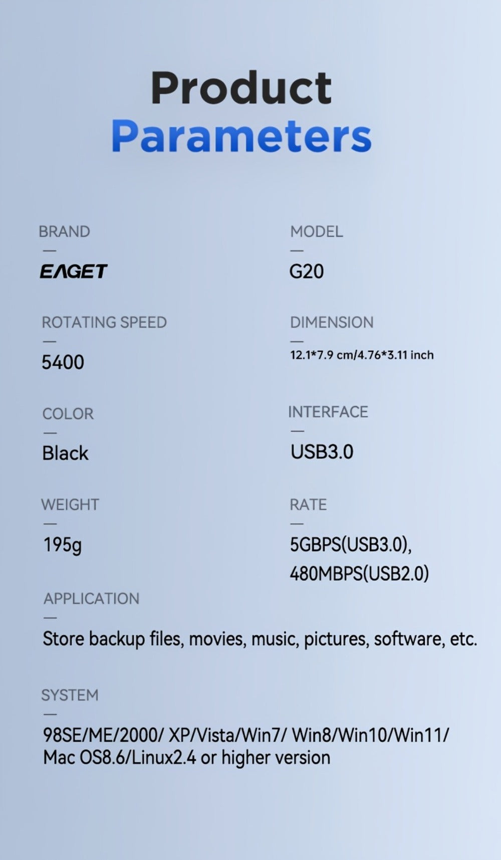 Portable External Hard Drive 250GB 500GB High Speed USB for PC Mac Laptop PS4 Xbox One – NTFS Plug and Play Video Music Photo Backup Storage Hard Disk Drive
