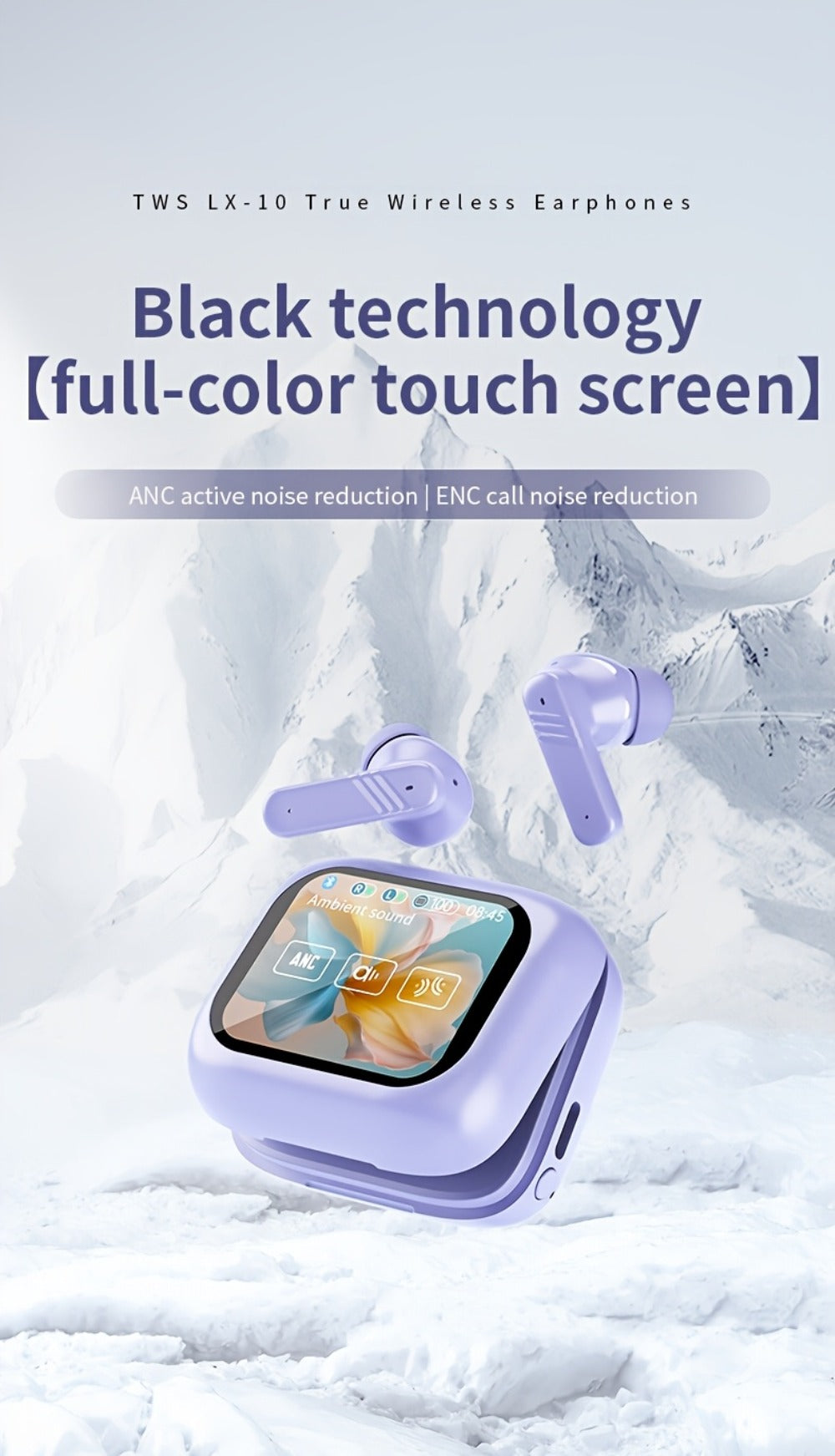 LED Touchscreen Wireless Earbuds Bluetooth 5.4, ANC/ENC Noise Cancelling, 48H Playtime, Touch Screen Control, LED Display Charging Case, True Wireless Earphones for Work Sport Travel