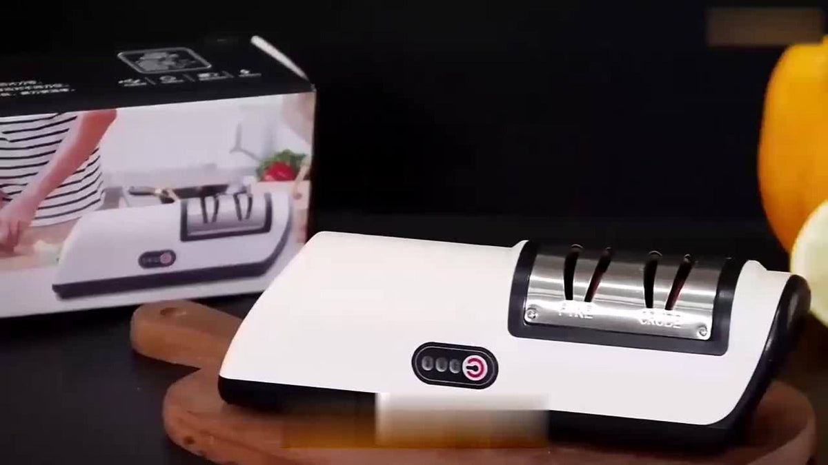 Electric Knife Sharpener 2-Stage – Automatic Professional Kitchen Knife Sharpener with Built-In Guides & Sanding Wheel for All Knives, Santoku, Fillet, Chef & Hunting Blades