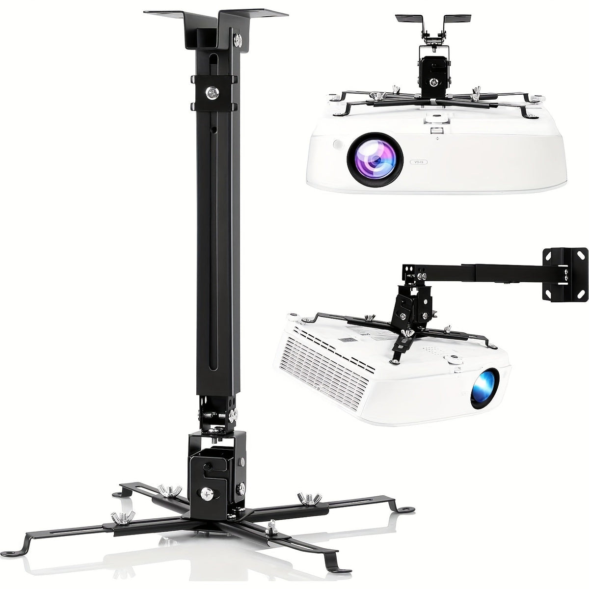 Ceiling Mounted Projector Bracket Adjustable Angle Height & Extendable Arm, 40LB Load Capacity, Universal LCD DLP Projector Mount Hanger for Home Theater Office Classroom