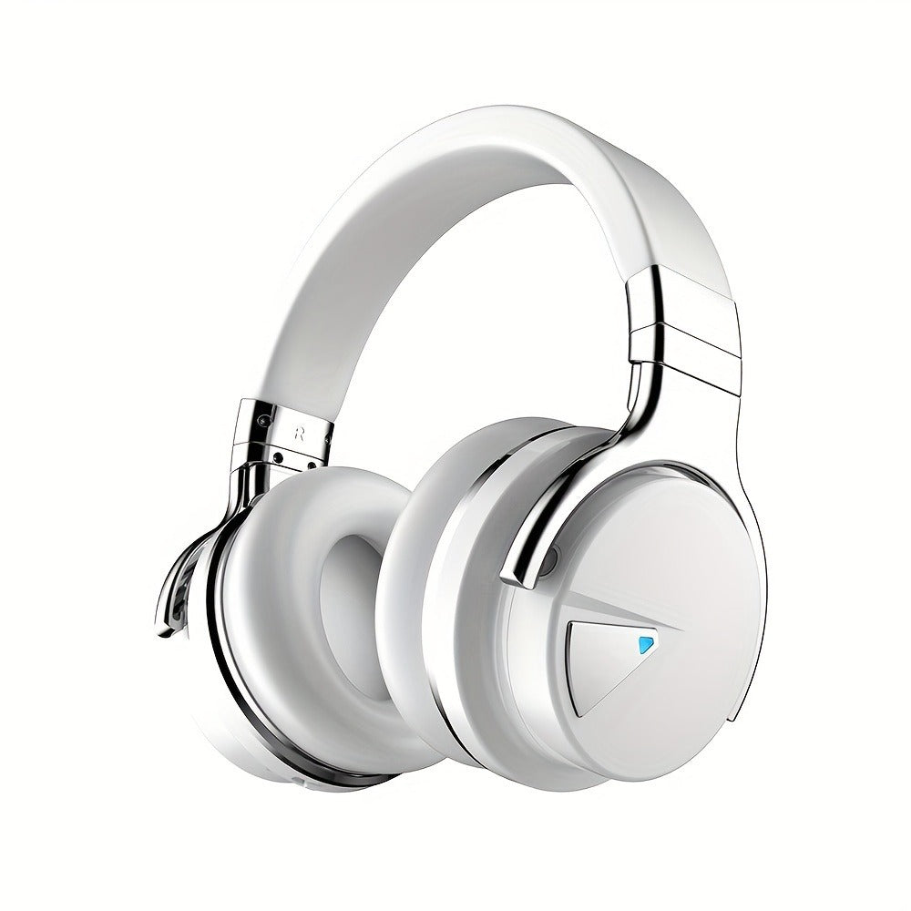 Active Noise Cancelling Over-Ear Headphones MIGHTY ROCK, Wireless Bluetooth 5.2 with 45mm Drivers Deep Bass, 30H Playtime Built-in Mic, Foldable Protein Earpads Headset for Travel Work Study Flight