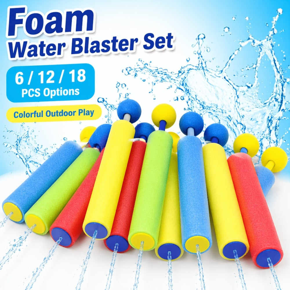 Squirt Water Gun Bulk Pack for Kids, Foam Shaft Soaker Blasters in 6, 12 or 18 Count