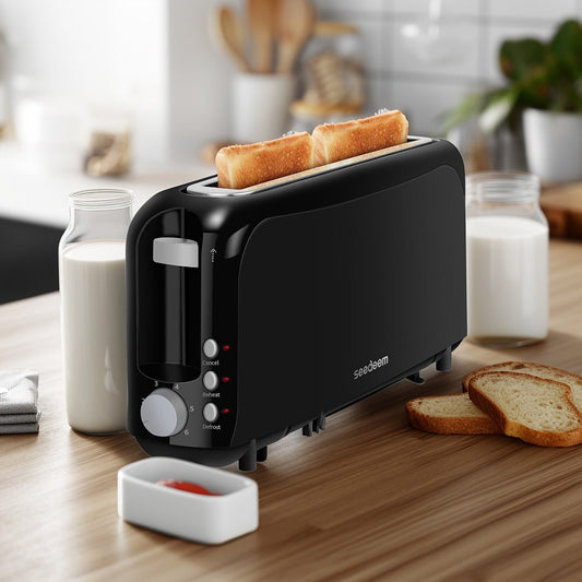Slim 2-Slice Long Slot Toaster with 6 Shade Settings and Removable Crumb Tray