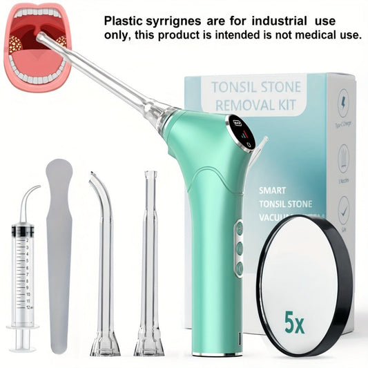 Tonsil Stone Remover Electric Vacuum Kit with LED Light – 3 Suction Modes 5X Magnifying Mirror Oral Irrigator Safe Gentle Tonsillolith Removal Tool for Adults at Home Use Rechargeable Portable