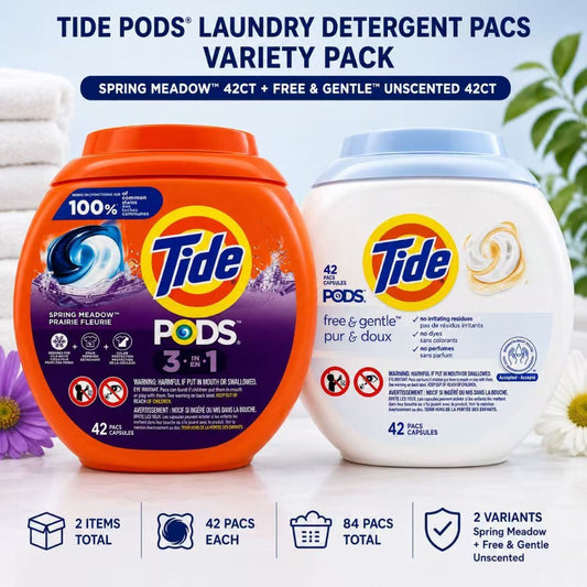 Tide Pods Laundry Detergent Bundle, 84 Count: Fresh Meadows + Free & Gentle