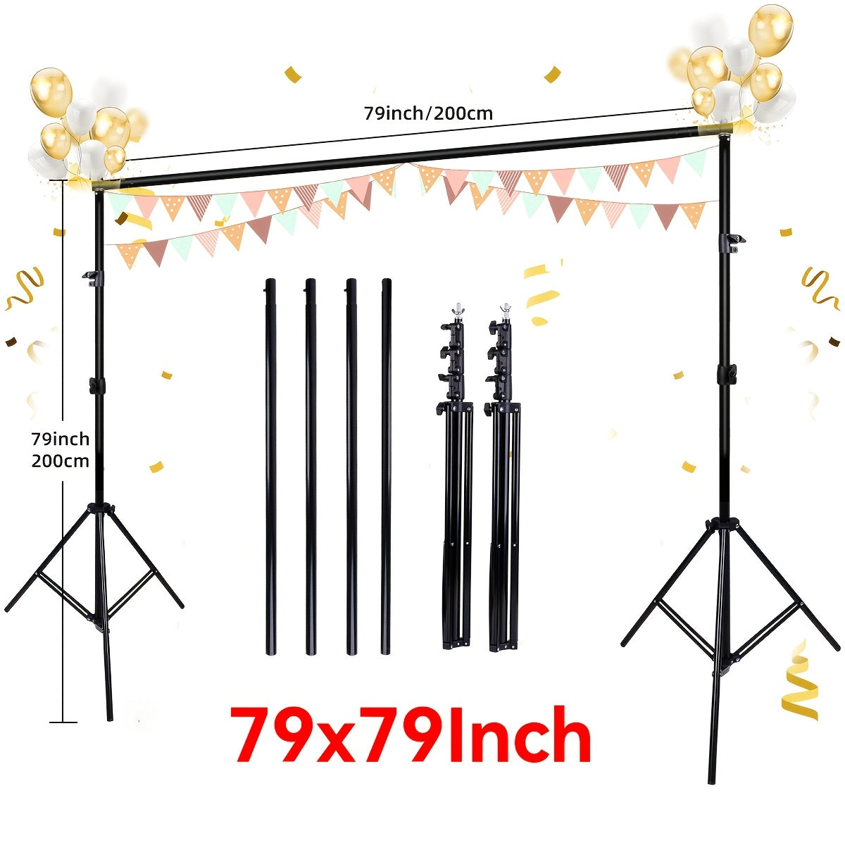 Backdrop Stand 7x7ft Adjustable Background Stand for Photography Photo Booth Party Projector Screen Streaming Portraits Photobooth Props
