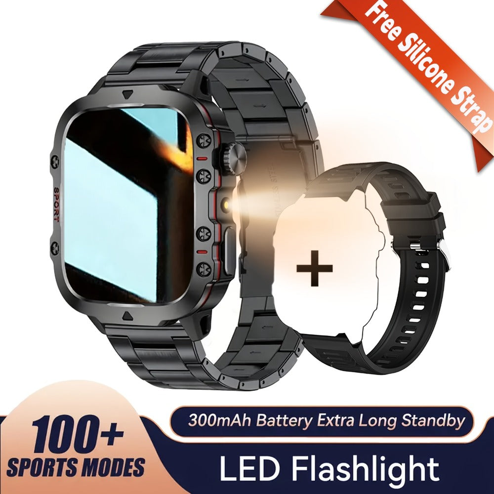 2-in-1 Smartwatch with Wireless Earbuds, Bluetooth Calling & Music Playback, HIFI Sound Quality, HD Lens Camera, Built-in Microphone, UV Protection, Magnetic USB Charging, Dual Strap – Outdoor Sports Smart Watch for Men & Women