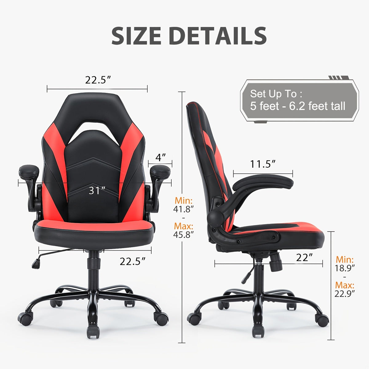 Ergonomic Gaming Chair with Rotating Armrest Lumbar Support & Headrest – Esports Racing Style Computer Office Chair with Footrest for Home Office Desk Work Study