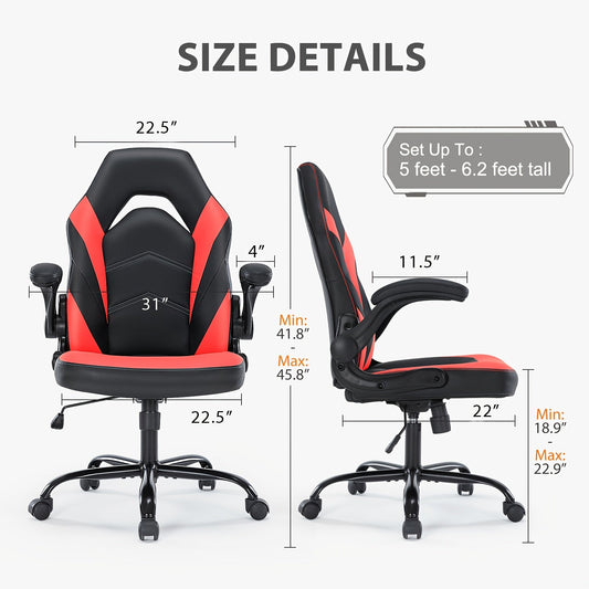 Racing-Style Gaming Chair with Lumbar Cushion, Headrest Pillow and Footrest