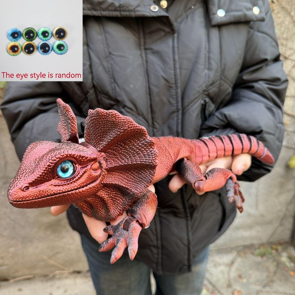 Frilled Neck Lizard Figurine 3D Printed – Large Umbrella Lizard Animal Sculpture 8 Color Styles, Reptile Collectible Desk Decor Unique Gift for Reptile Lovers Kids Teens Adults