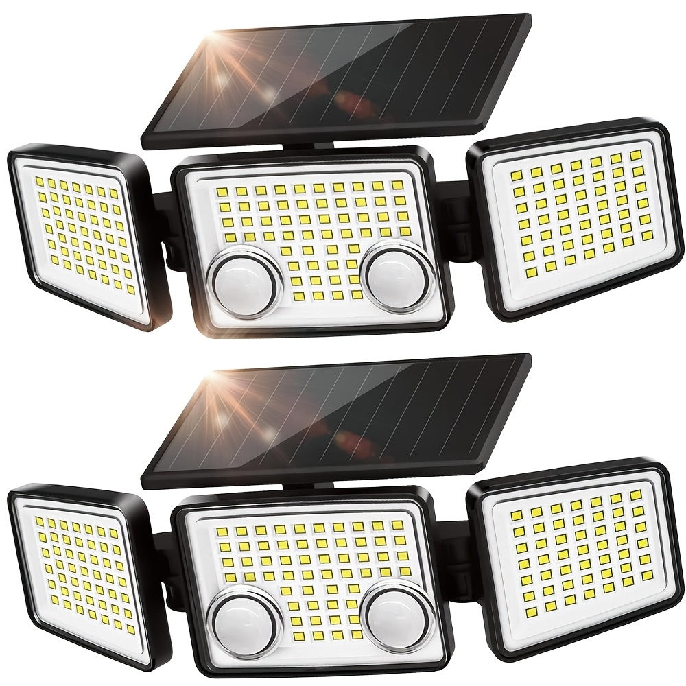 Solar Motion Sensor Light Outdoor – 3000LM 7000K 152 LED Flood Light with Dual Sensor, IP54 Waterproof, 270° Wide Angle & 3 Modes for Garden, Fence & Eaves (2 or 4 Pack)