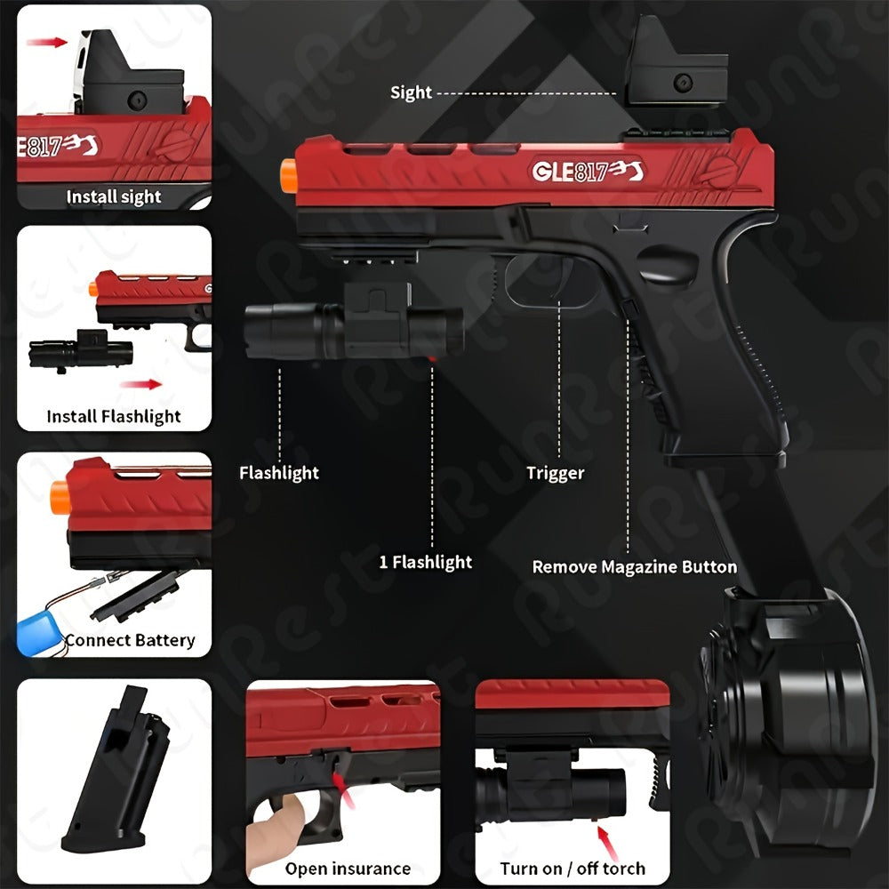 Rechargeable Gel Blaster Splatter Ball Rifle – Full Auto Electric Shooting Toy, High-Speed, Long Battery Life, Indoor Outdoor Team Battle Game for Ages 12+, Halloween & Christmas Gift for Teens