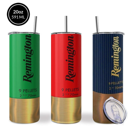 Insulated Coffee Tumbler, 20 oz Bullet Hunting Design with Lid and Straw