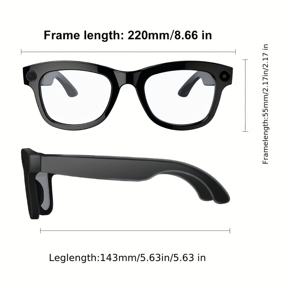AI Voice Control Camera Glasses 8MP Ultra-Wide HD 1080P – Bluetooth 5.4, WiFi, Immersive Audio, Blue Light Blocking, 4H Playtime, Sunglasses & Clear Lens for Men Women