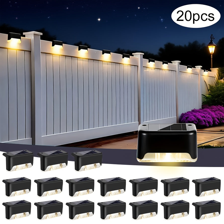 Solar Deck Lights Outdoor 20/30 Pack IP44 Waterproof Warm White LED Step Lights for Stairs Fence Patio Garden Pathway Courtyard Landscape Decoration - Black White Brown Available