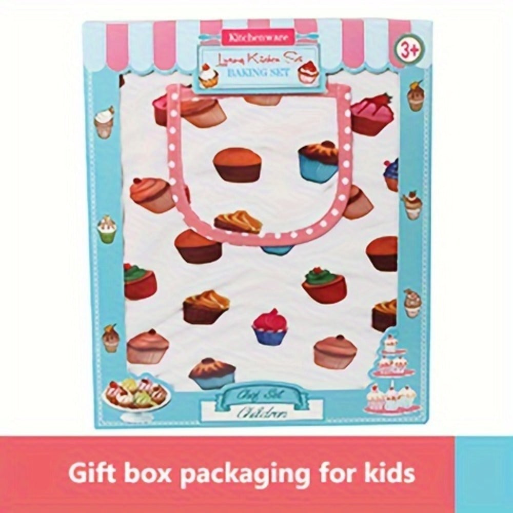 Kids Pretend Baking Set, 24-Piece Chef Hat and Apron with Play Accessories