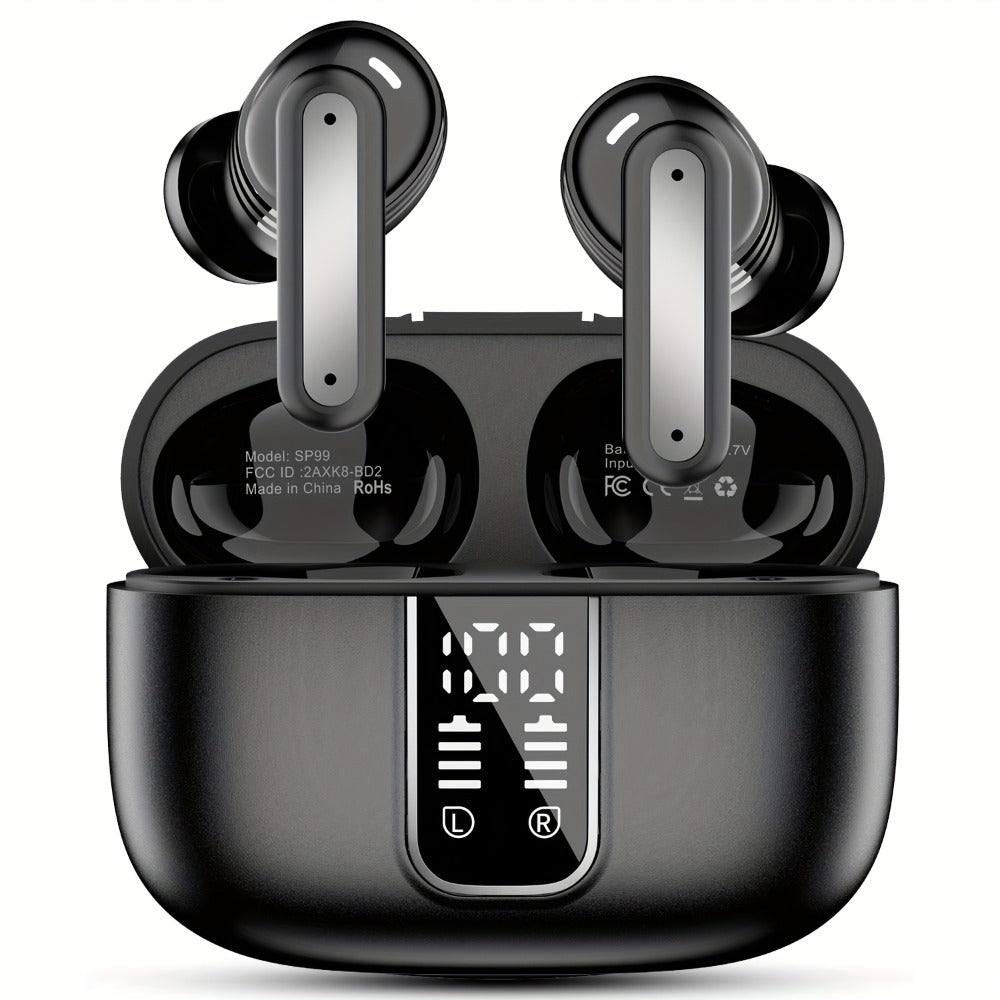 ENC Sports Wireless Earbuds ANKRIYUL Stereo Headphones Environmental Noise Cancellation Charging Case Compatible Smartphone Laptop TV Music Calls Earphones Black
