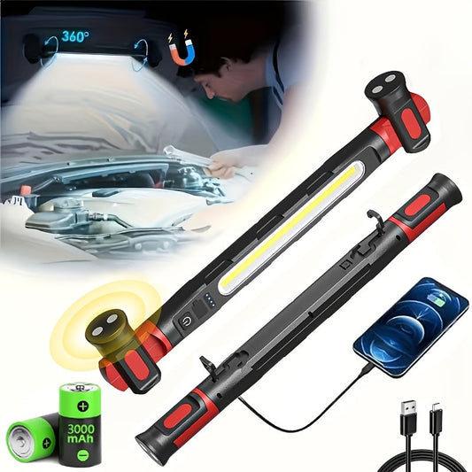 LED Mechanic Work Light with Magnetic Base, Hanging Hook and Red/Blue Lights