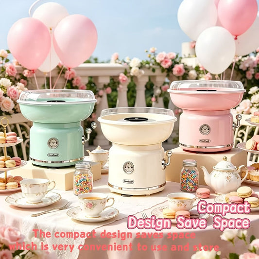 Cotton Candy Machine, Pink Tabletop Maker with Colored Sugar & Rolling Sticks