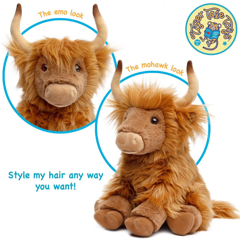 Highland Cow Stuffed Animal, Henley Model, Listed 14-Inch Size