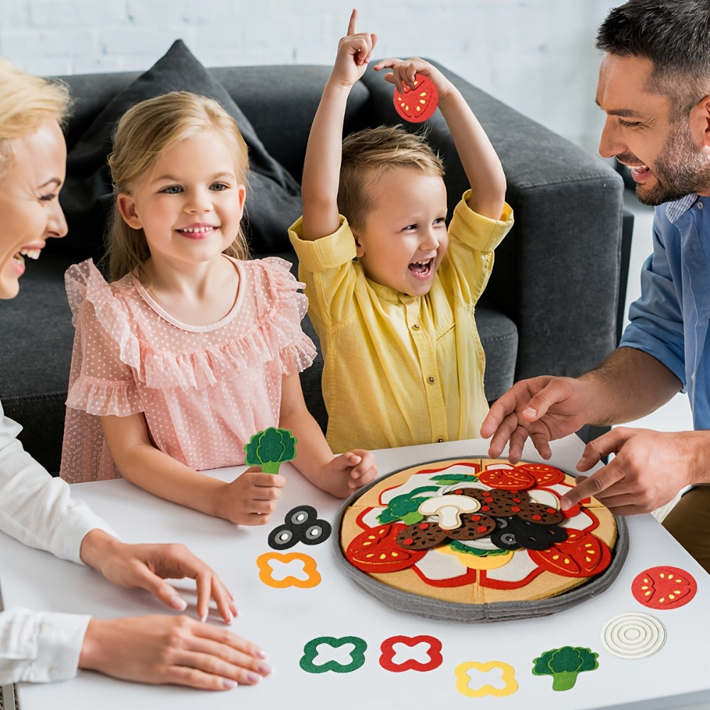 Pretend Play Pizza Food Set with Toppings for Make-Believe Cooking