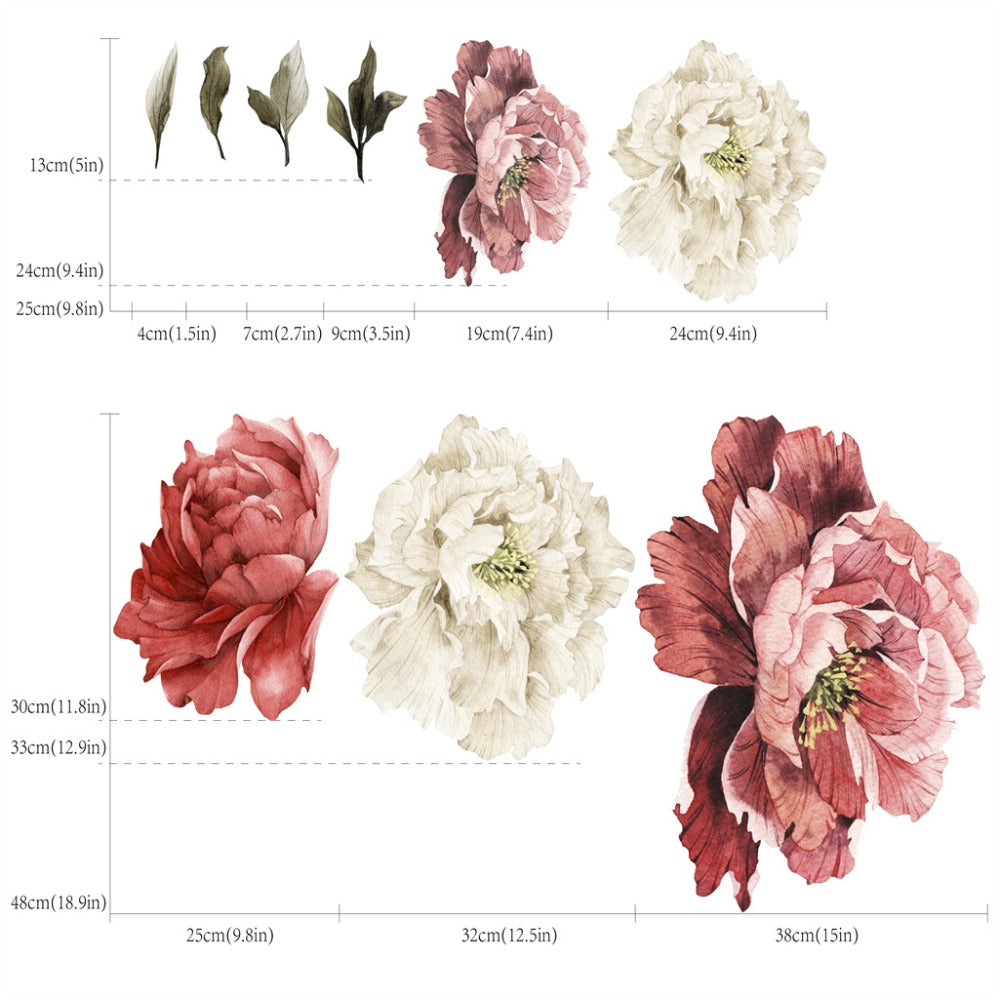 Peony Flower Window Glass Sticker – Anti-Collision Waterproof Decorative Glass Film, European Floral Wall & Window Decal for Home Decor, 17.7 x 47.2 Inches (2 Styles)