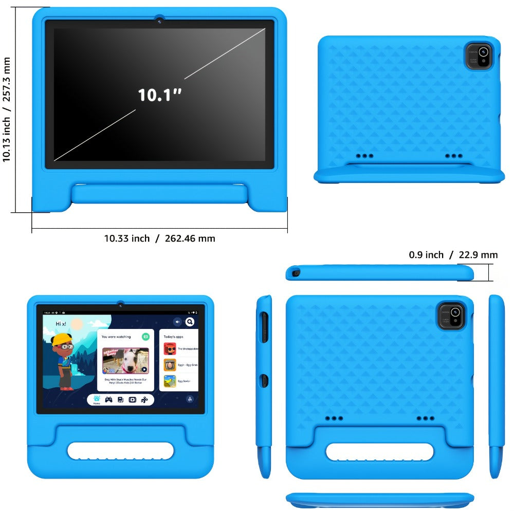 Apolosign Kids Tablet 10 Inch 64GB, Android 15 8-Core 8GB RAM WiFi 6, 1280x800 HD Display 5MP+2MP Camera, Parental Control Educational Shockproof Case, 2025 Model Children Tablet for Ages 3-12 – Black Navy Purple Blue Pink