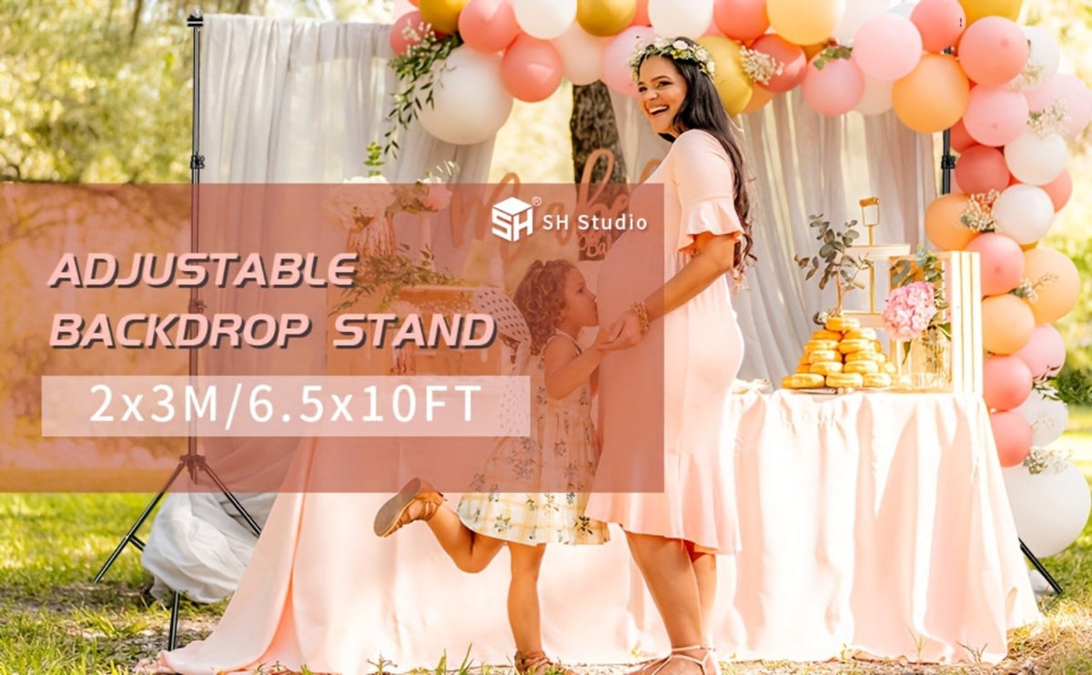 10x7ft Adjustable Backdrop Stand Kit for Photo Studio - Background Support System with 2 Stands, 4 Crossbars, 4 Clamps & Carry Bag for Photography, Video Shoots & Events