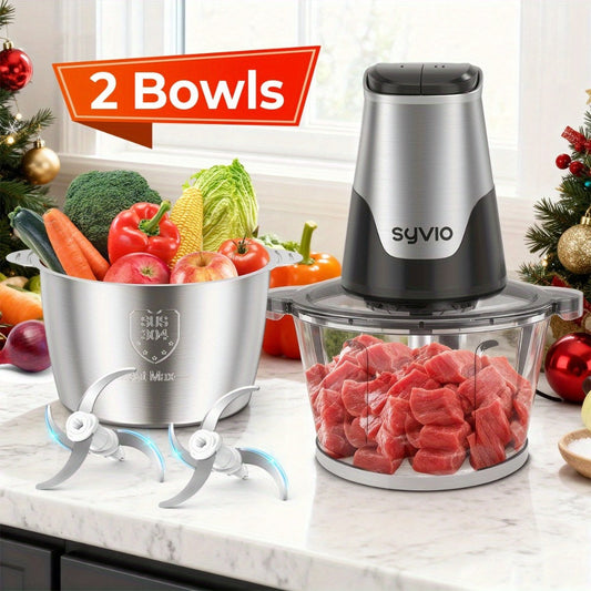 Mini Food Processor, 450W with 2 Speeds and Bi-Level Blades, Black Options