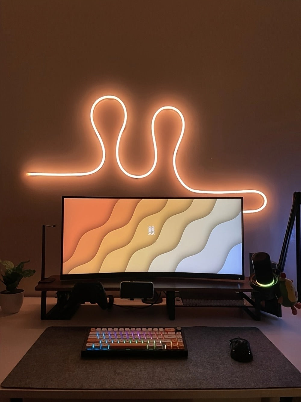 Monitor Stand Organizer with Headset Holder Phone Stand & Game Controller Holder, Versatile Desktop Riser for Computer Monitor Laptop, Gaming & Home Office Desk Organizer