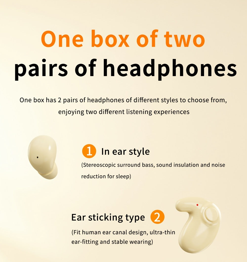 2-in-1 Wireless Earphones Couples Shared Audio Long Battery Life Clear Sound TV Movies Music Running Type-C Charging Condenser Mic Semi-Open iOS Android