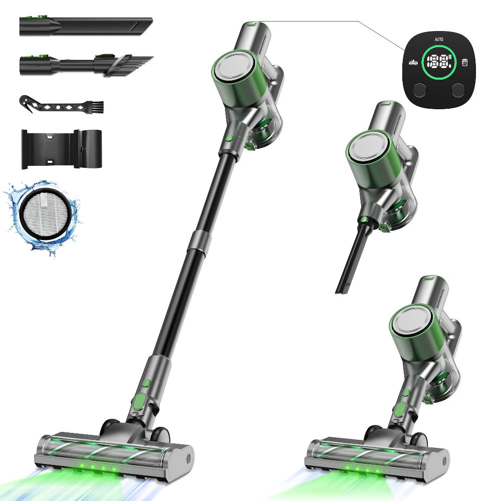 Stick Vacuum Cleaner 70Kpa MAX Suction Cordless & Corded 8-in-1 Handheld Vacuum for Hard Floors, Carpets & Pet Hair - Lightweight with Detachable Battery, LED Display, Up to 45 Min Runtime, Multiple Colors