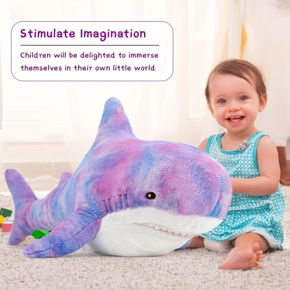 Shark Plush Throw Pillow in Mixed Colors for Ocean-Themed Decor