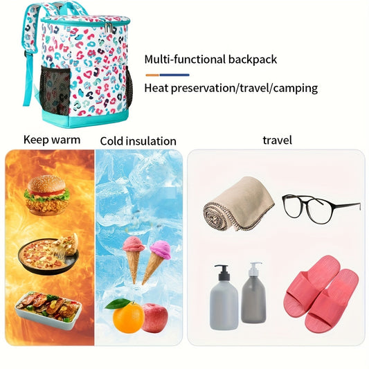 Insulated Cooler Backpack with 30-Can Capacity, Mesh Pockets and Adjustable Straps