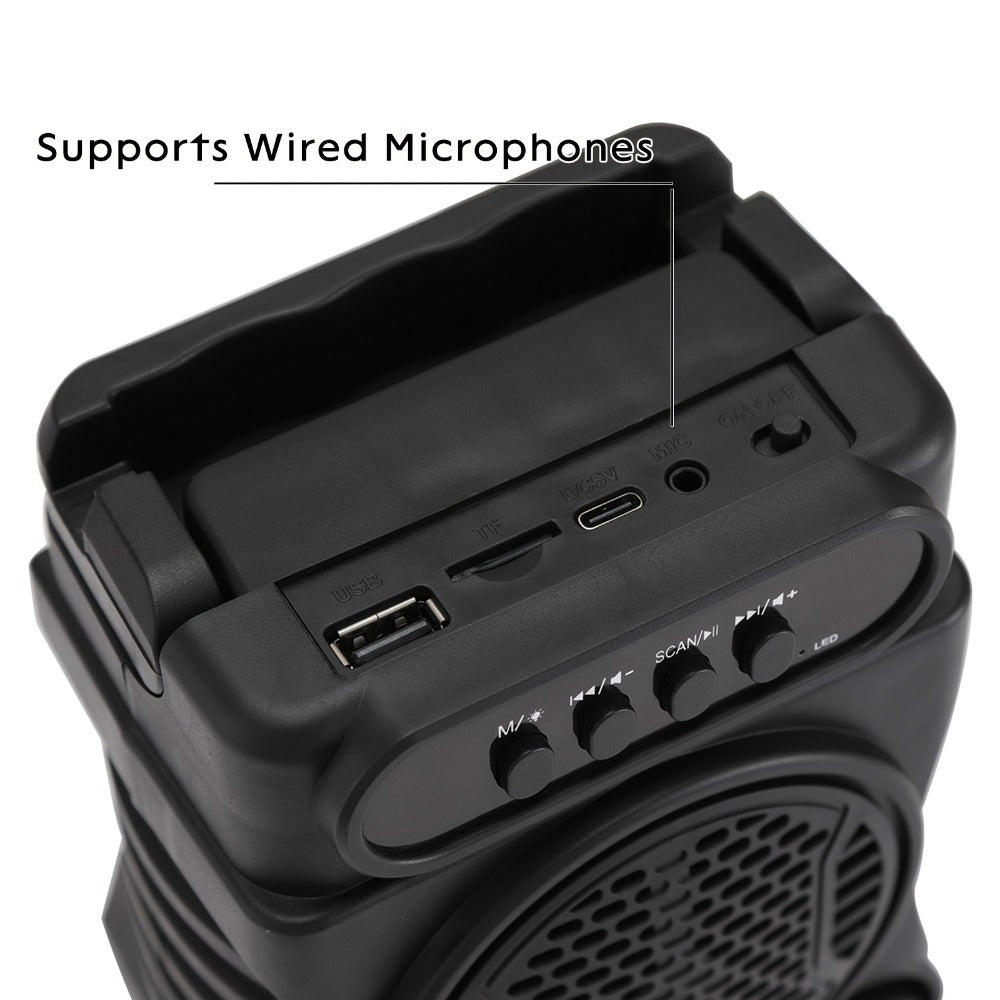Dual Subwoofer Heavy Bass Portable Wireless Speaker with Colorful Lighting – FM Radio, MP3 Player, Supports Bluetooth, TWS, USB, AUX, TF Card & Microphone Input, Perfect for Home Parties & Holiday Gatherings