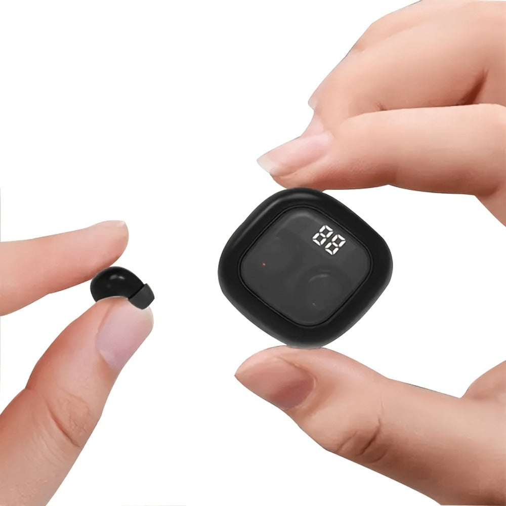 Mini Wireless Earbuds with Charging Case, Ultra-Long Battery Life, Universal Phone Control, Compact True Wireless Earphones Compatible with iOS & Android, Lightweight In-Ear Headphones for Music Calls Travel Work