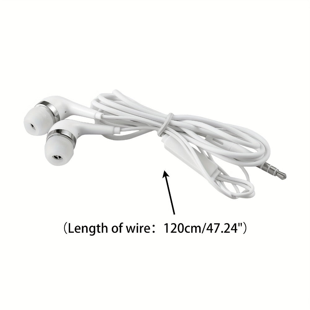 10 Pack Wired Earphones 3.5mm Bulk In-Ear Headphones Built-in Mic Volume Control Universal Compatible Samsung Huawei Xiaomi Android School Classroom Office Wholesale White