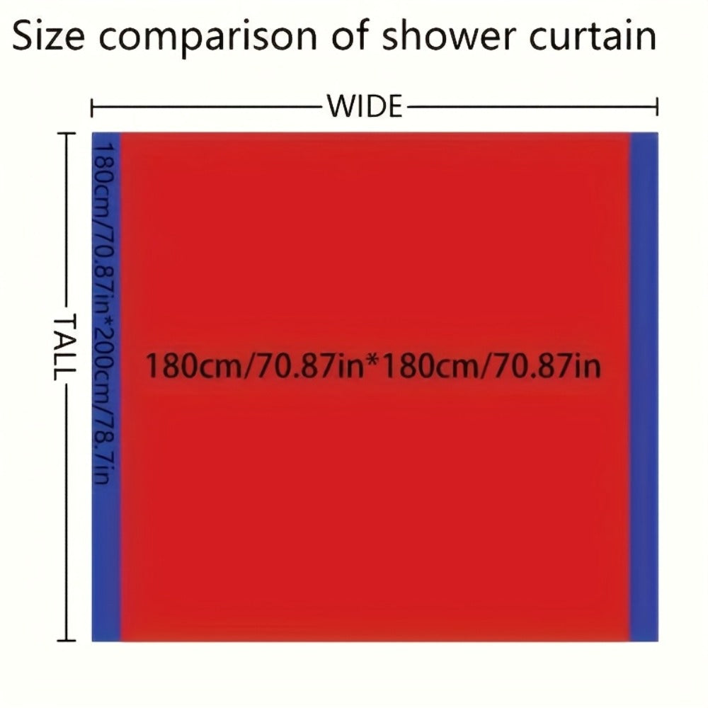 Rose Print Shower Curtain 4-Piece Bathroom Set – Toilet Lid Cover Mat Machine Washable with 12 Hooks Elegant Floral Decor