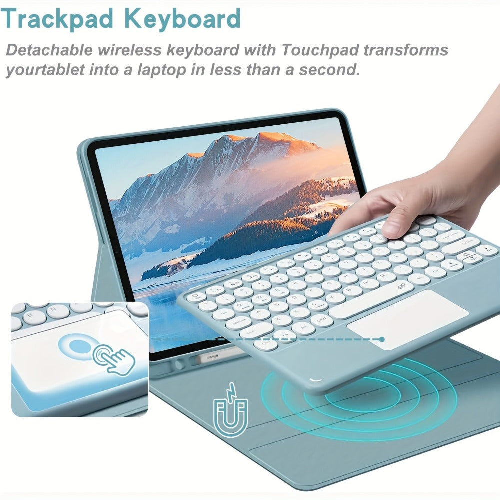 360° Rotatable iPad Keyboard Case with Backlit Keys, Trackpad & Apple Pencil Holder – Compatible with iPad Pro 11", iPad Air 5th/4th/3rd, iPad 10th/9th/8th/7th Gen, iPad Pro 10.5 – Chocolate Design