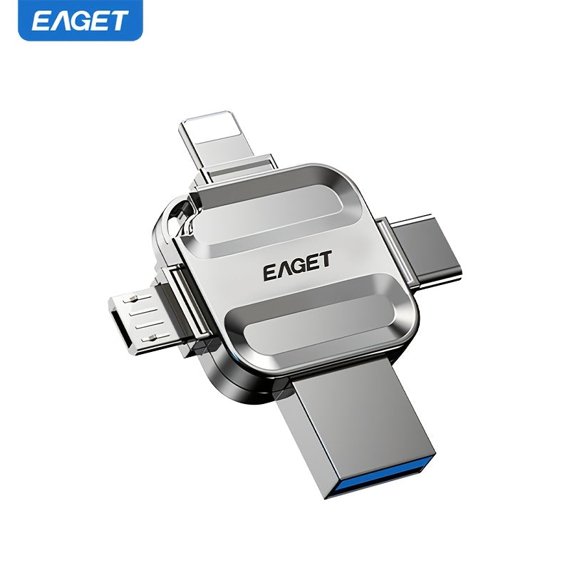 iPhone Flash Drive 4-in-1 USB Stick EAGET I50 Lightning USB-C Micro USB USB 3.0 Photo Stick for iPhone iPad Android PC Mac – 32GB 64GB 128GB 256GB Storage Expansion Memory Stick