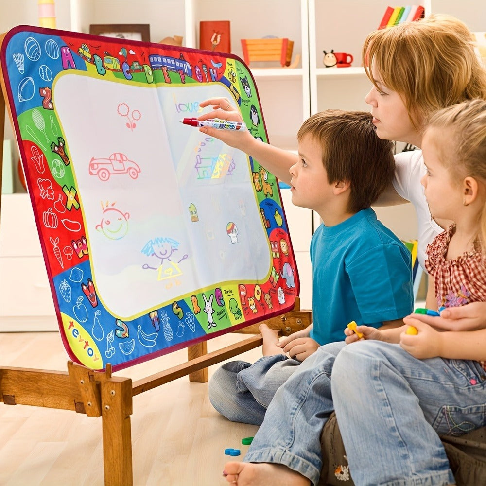 Water Doodle Mat for Toddlers Kids with 2 Water Pens – Reusable Mess-Free Large Drawing Pad Non-Toxic BPA-Free Educational Art Toy Gift for Boys Girls Ages 2-8 Birthday Christmas Easter