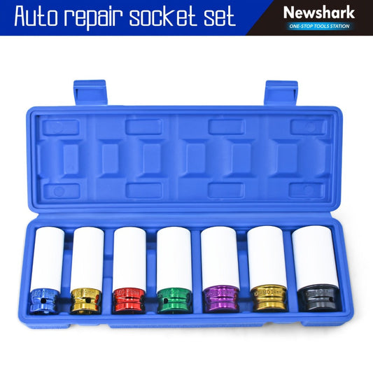 Lug Nut Socket Set, 7-Piece 1/2-Inch Drive Metric Thin-Wall Impact Sockets with Covers