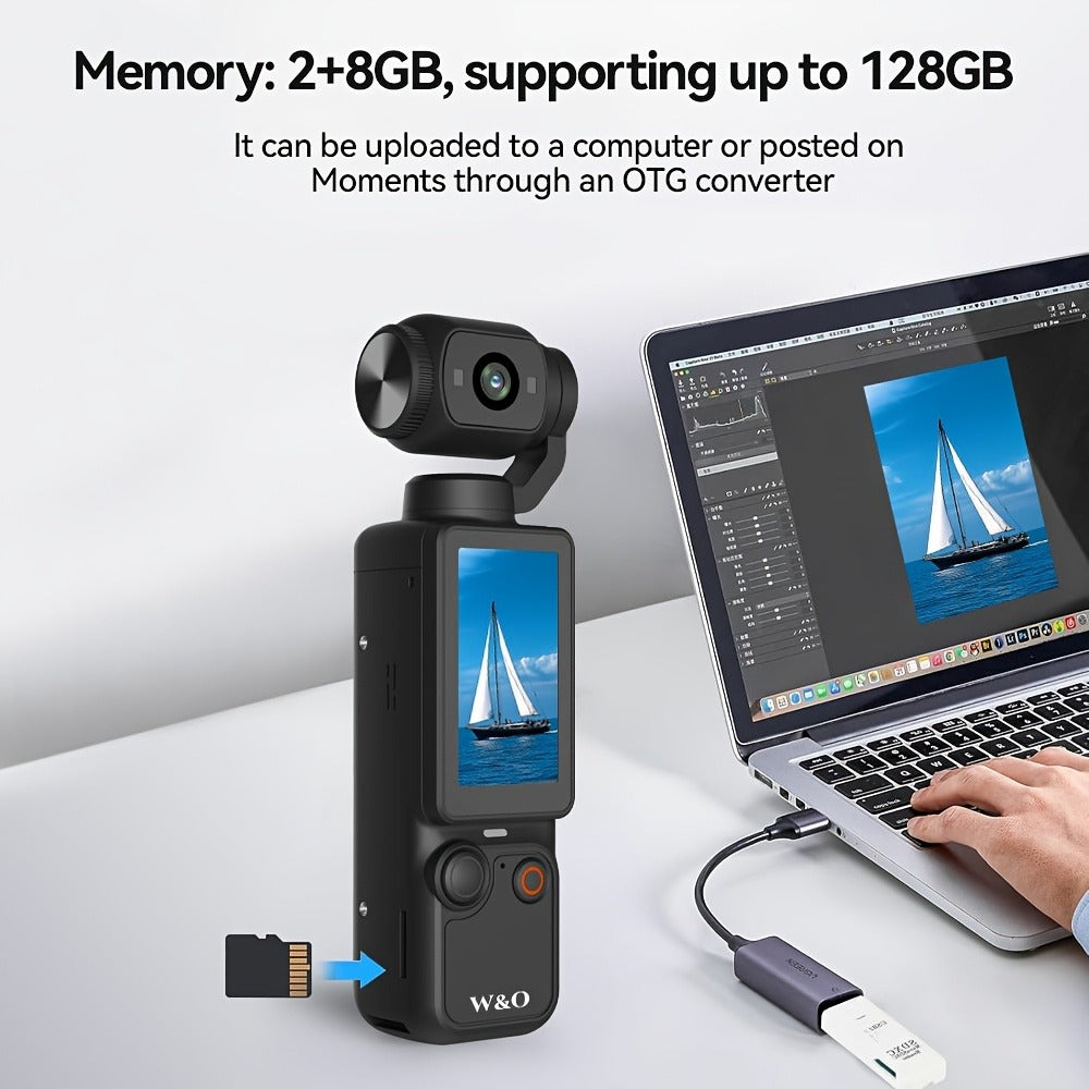 W&O Pocket Camera with Webcam Function | 1.9" Screen, 180° Rotating Shot, 2000mAh Battery, USB-C Charging, 32G Card, Outdoor Sports Cam for Cycling, Travel & Personal Use – Birthday & Christmas Gift