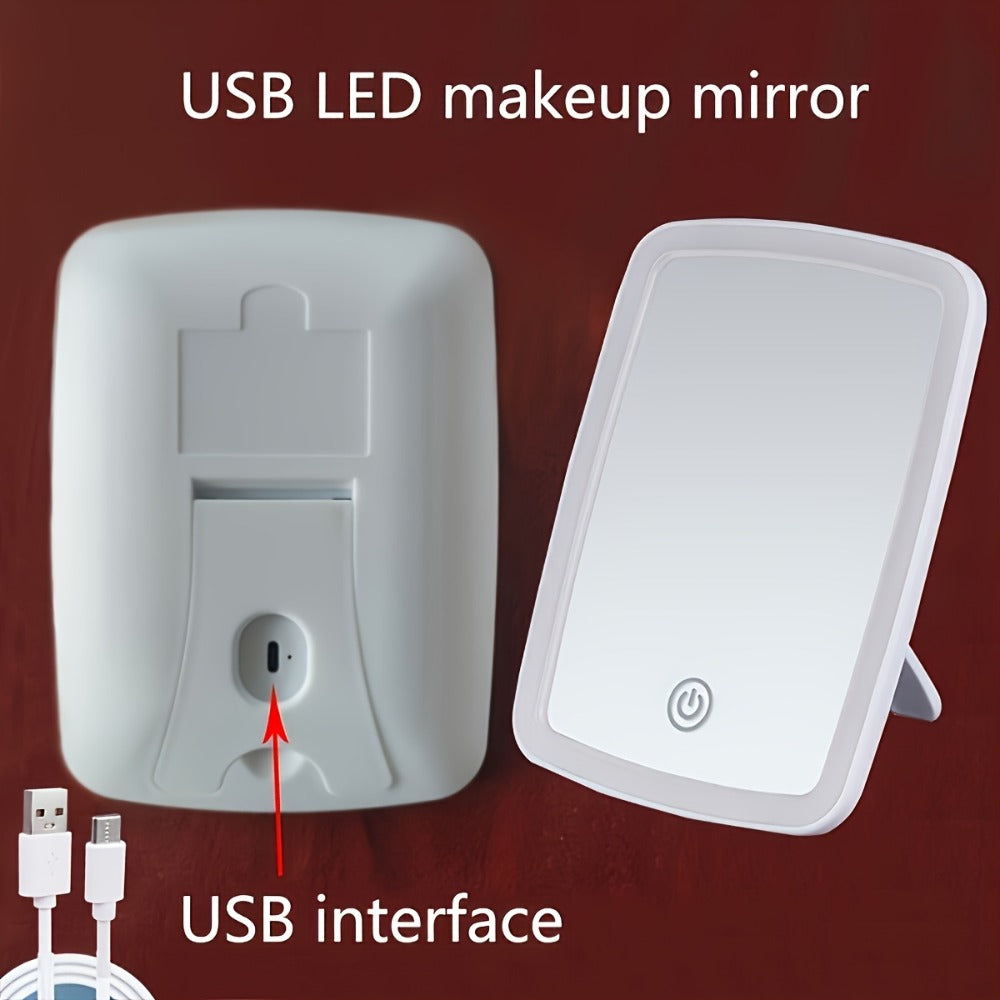 LED Makeup Mirror with 3 Color Modes & Touch Control – Adjustable Brightness Lighted Vanity Mirror | Portable Folding USB Rechargeable | White Daylight Warm Light | Travel Cosmetic Mirror | Beauty Gift
