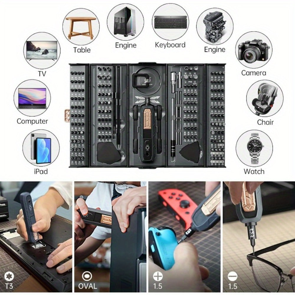 180-in-1 Precision Screwdriver Set – Magnetic Professional Repair Kit for Laptop, Phone, Camera, Tablet, Game Console & Glasses, Angular Container Case Design