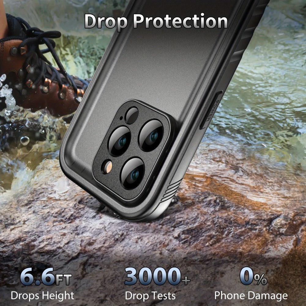 Waterproof iPhone Case with Built-In Screen Protector Transparent Matte Full Body PC+TPU Shockproof Dustproof Underwater Cover for iPhone 15 14 13 12 11 Pro Max Plus Mini SE – Black Blue Pink