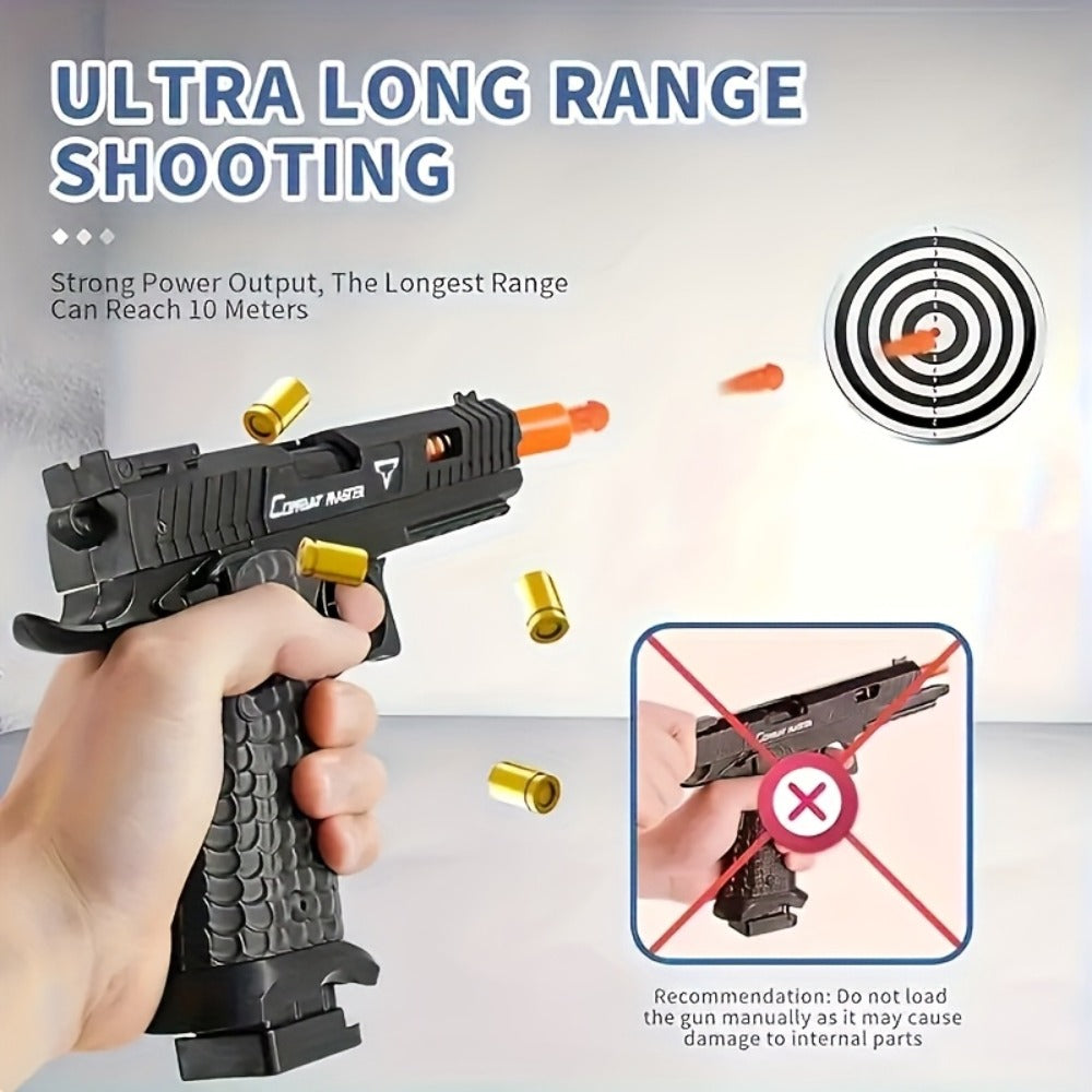 2011 Battle Master Semi-Auto Soft Bullet Toy Gun with Shell Ejecting – 1 Magazine, 20 Simulation Bullets, ABS Safe Plastic, Combat Role Play Pistol for Boys, Birthday Gift for Kids Ages 6+